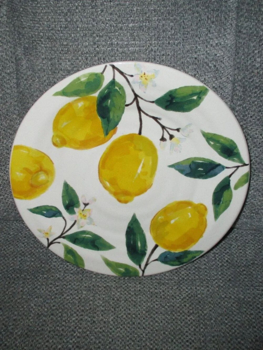 Pier 1 Imports Lemon Collection Hand Decorated 2 Salad Dessert Plates HTF